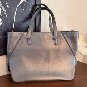 DKNY Shimmering Silver Tote Bag